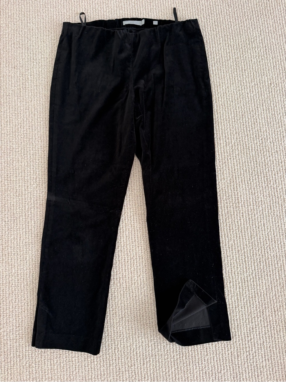 Vince Black Velvet Pull-On Split Hem Ankle Pants